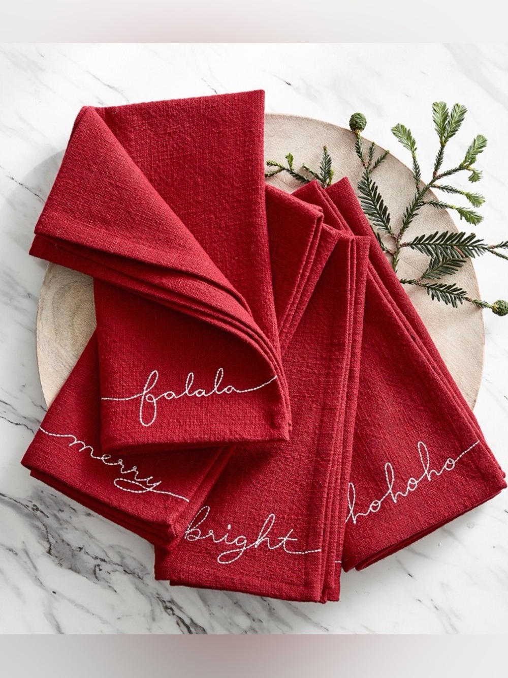 Holiday Sentiment Organic Cotton Napkins - Set Of 4, LIKE NEW